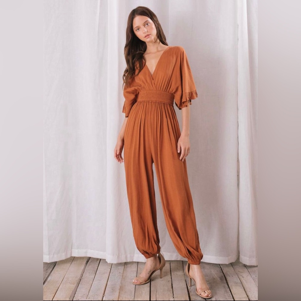burnt orange jumpsuit